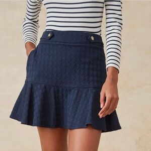 J. McLaughlin XL Delray Houndstooth jacquard skort navy Sporty Catalina Cloth